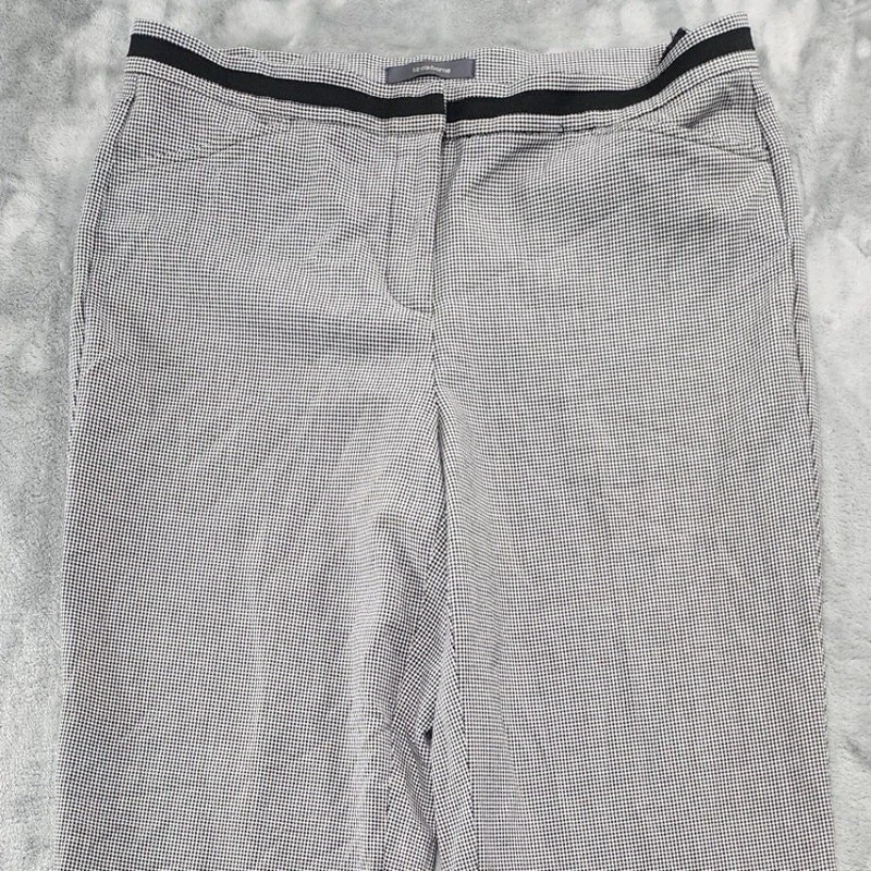 Pantalones Liz Claiborne para mujer 10 negros blancos pata de gallo Tabitha tiro alto recto Foto 2 de 4