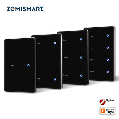 Zigbee DIY Name Switch Black Touch Panel Work with Tuya Display Screen Smart Wal