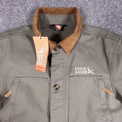 Eddie Bauer Chore Coat Jacket Mens Small Green Workwear Corduroy