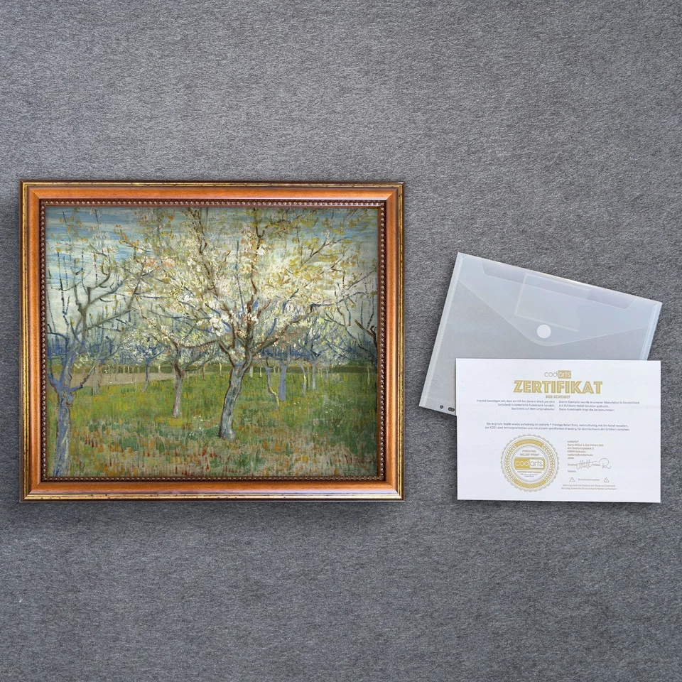 codiarts. 3D Relief Kunstdruck Vincent van Gogh Rosa Obstgarten 40x50 cm (Zert.) - Bild 3 von 4