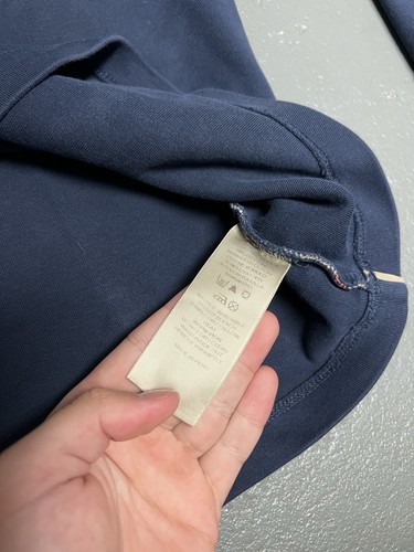 Burberry London Sweatshirt Large Navy Blue 1/4 Zip Tonal Logo Pima Cotton Peru - Picture 8 of 8