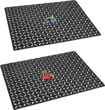 Sink Mat 2Pcs Kitchen Sink Protector Mat Ceramic/Stainless Steel Sinks Cut Size