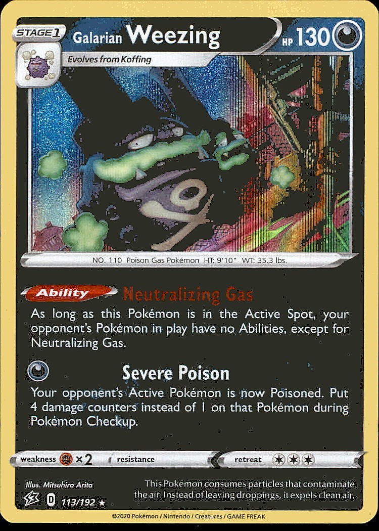 Galarian Weezing 113/192 Holo Rare Rebel Clash Pokemon Holo NM