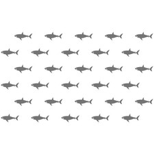Shark Wall Decals - 32 PVC Removable Stickers with Cute Sharks, Sea Creatures...