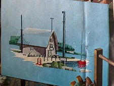 Anderson's Dock Vintage Crewel Kit Green Bay Wisconsin Unworked 19x25