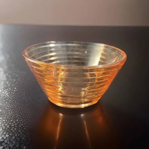 Vintage Pink Depression Glass Bowl W Ridge Stepped Rings MCM Small 5” Dia