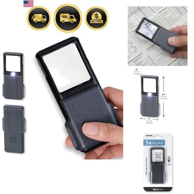MiniBrite LED Lighted Slide-Out Aspheric Magnifier with Protective Sleeve PO-...