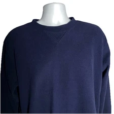 Vtg LL Bean V-Stitch Athletic Crewneck Sweatshirt L Navy Traditional Fit Medium