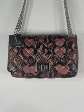 I.N.C. International Concepts Ajae Flap Crossbody Handbag Black/ Pink Hearts