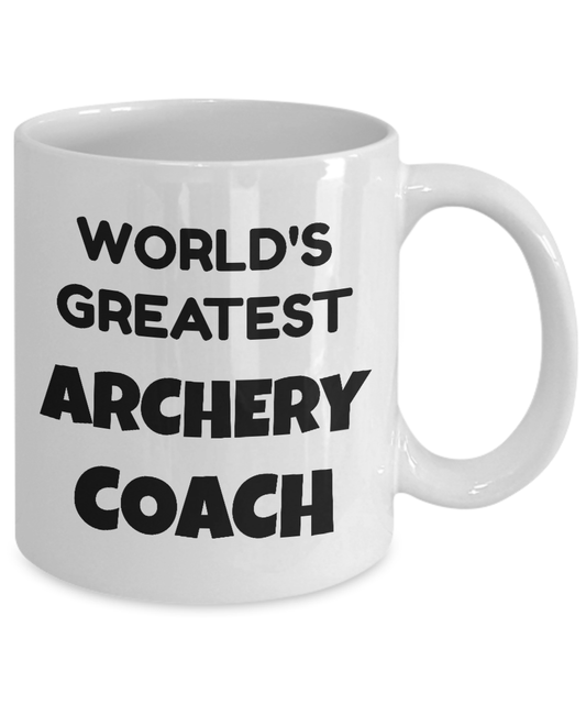 Worlds Greatest Archery Coach Coffee Mug Gift White Cup Sport