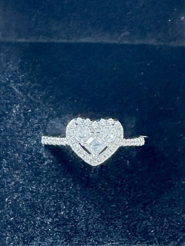 Wunderschöner Damen Herz Heiligenschein CZ Solitär Verlobung Versprechen Ring Größe 6-10 - Bild 7 von 10