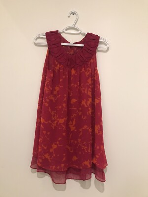 CAbi Size S Origami Neckline Fuchsia Pink Orange Layer Sleeveless Tunic