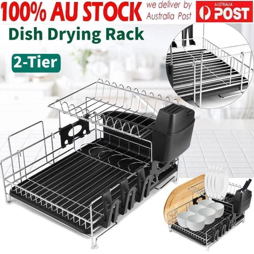 Disk Drying Rack Air Dryer Stainless Steel Frame Cultery Dishes Holder Drainer - Picture 1 of 12