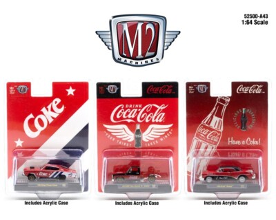 ''COCA-COLA'' 3 PC SET RELEASE 43 1/64 DIECAST MODEL CARS M2 MACHINES 52500-A43