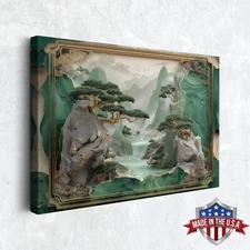 Jade Serenity Canvas Wall Art – Forest Tones on Gallery Wrapped Canvas