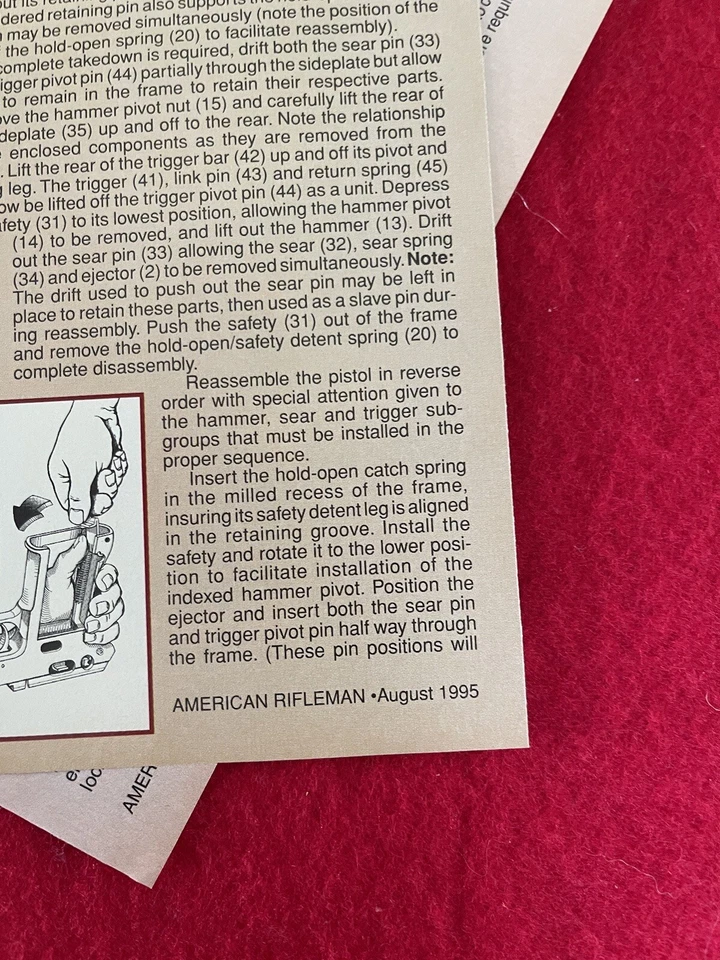 Anuncio impreso pistola modelo 52 vintage 1995 CZ vistas explotadas lista de piezas Foto 2 de 4