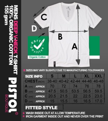 Pistol Boutique Men's Fitted Deep V-Neck T-Shirt - Black, Chest Logo, Plain Design 12 thumbnail image