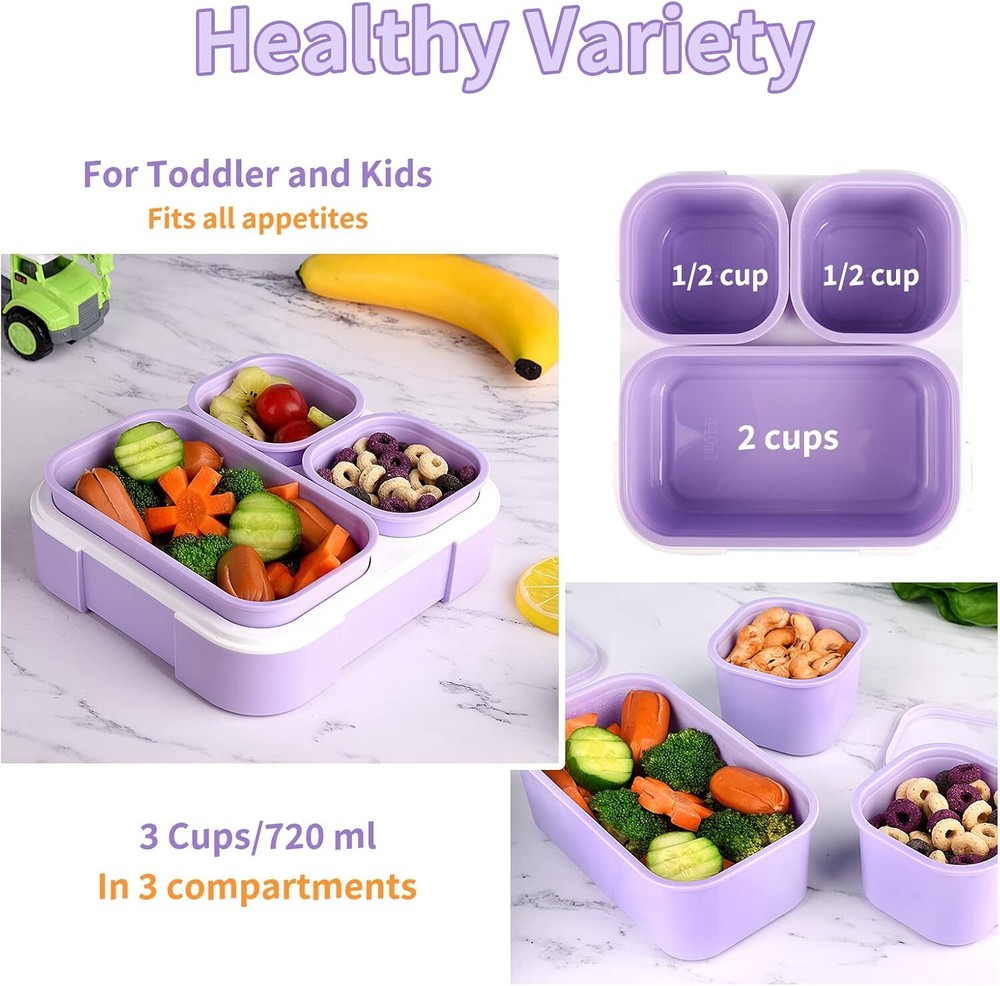 Bento Box 3-Compartment BPA-Free Dishwasher Safe Lunch Container
