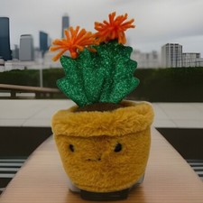 FAO Schwarz Sparklers Cactus Plant Orange Flowers 7in. Soft Plush Stuffed Toy