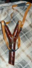 Hand carved wooden slingshot, catapault. "Dueling" slingshot mancave/gag item!