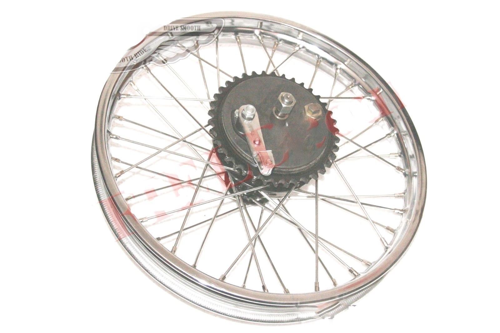 Roue Arrière Complète Frein & Rayons Pour Triumph 350 Modèles Anciens - Chrome 18"
