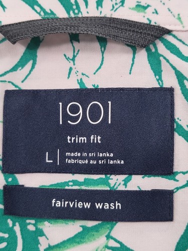 1901 Mens Hawaiian Shirt Large Button Up Trim Fit Long Sleeve Fairview Wash Palm - Picture 3 of 13