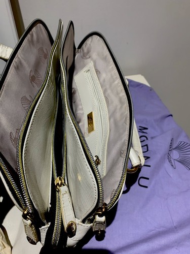 Lovely WHITE LEATHER MODALU DESIGNER Tote Bag , Handbag With Dustbag With Defect - Picture 14 of 16