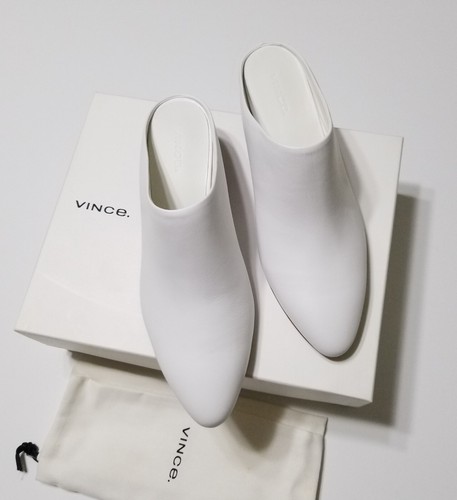 Mules Vince Vigo in pelle bianco ottico nuovi con scatola misura 6,5, 8,5, 9, 9,5 $325 - Foto 2 di 24