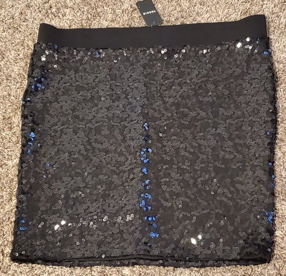 Sexy Minifalda Negra Torrid 2 2x 18 20 Mujeres Brillante Lentejuelas Forrada Vacaciones Nueva con Etiquetas Foto 2 de 4