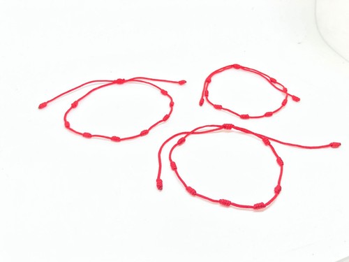 Red 10 Knots Bracelet Plain Protection Cord 10 Knots Adjustable 6in-10in packs - Picture 4 of 13