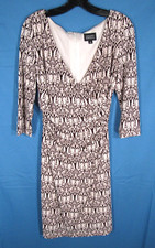 ADRIANNA PAPELL Lined Bodycon Dress BROWN/IVORY DAMASK PRINT Stretch Knit 8
