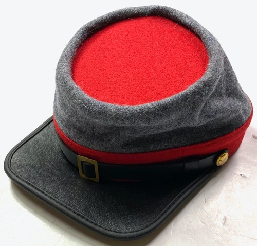 CIVIL WAR CSA CONFEDERATE ARTILLERY GREY WOOL KEPI FORAGE CAP HAT-XLARGE