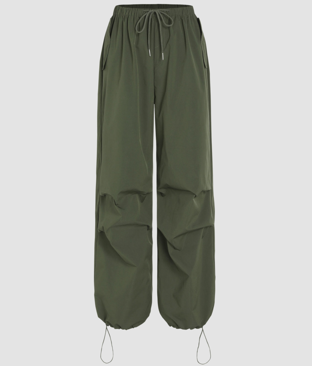 ★Reebok★ Parachute Cargo Pants Olive Cider olive green XS size 26, mid rise wide leg cargo