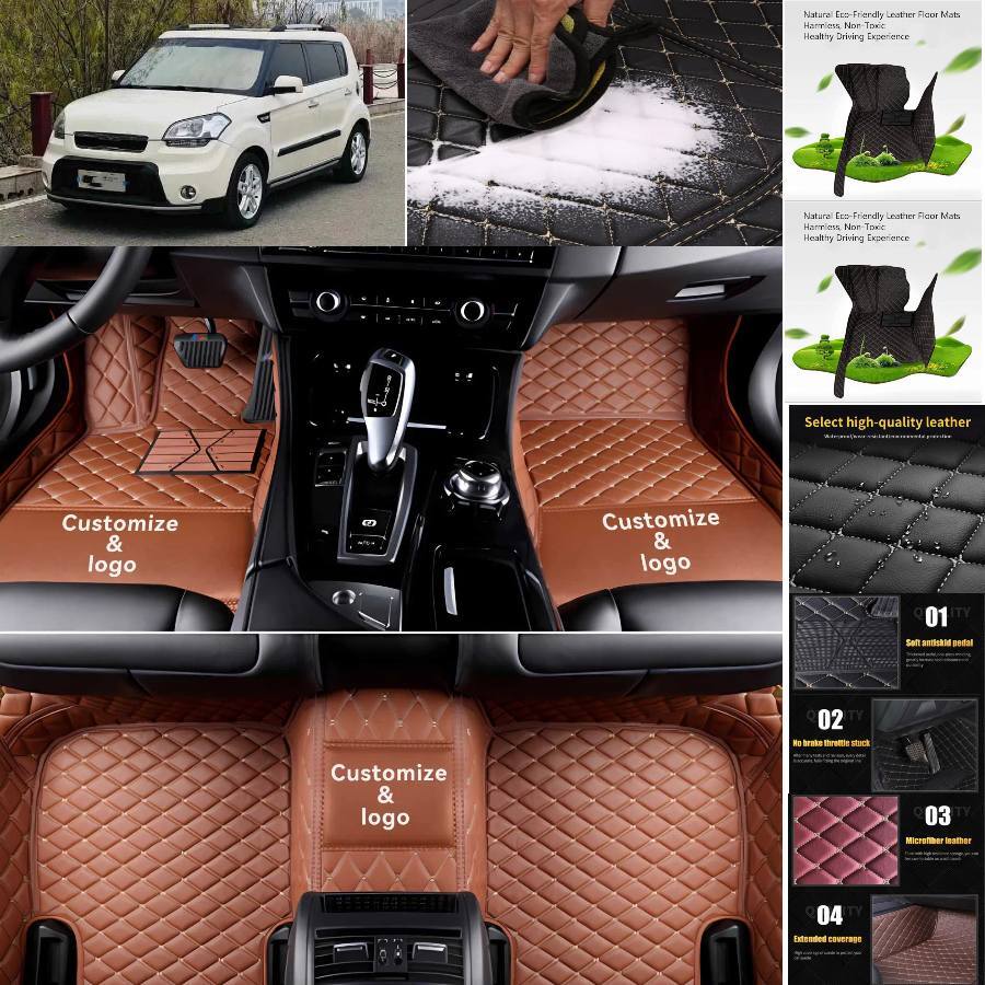 Custom-fit Kia Soul all-weather waterproof floor mats and cargo liners