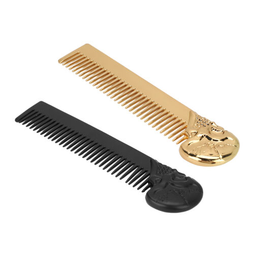 Beard Comb Home Salon Stainless Steel Men Mustache Hair Comb With Skull Shaped H - Picture 1 of 12