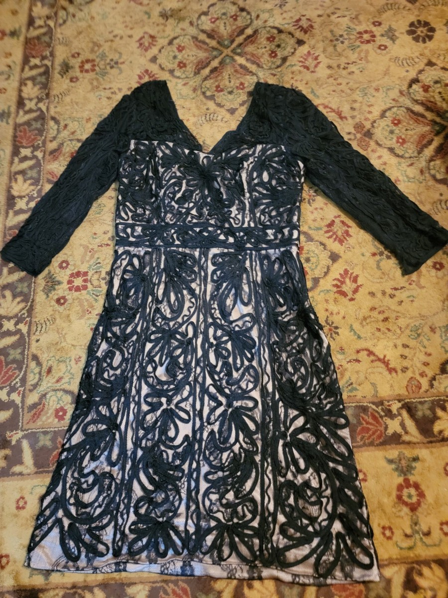 Couture Sue Wong Ribbon Trim Illusion Bodice Embroidered Lace Dress Sz 10 Couture Sue Wong Ribbon Trim Illusion Bodice Embroidered Lace Dress Sz 10