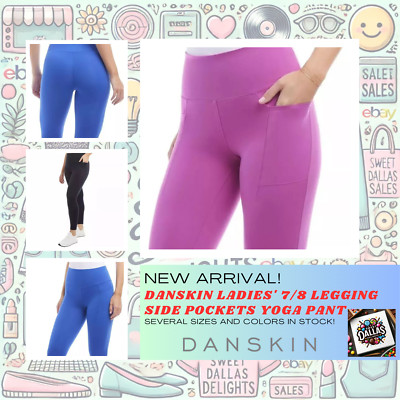 Danskin Ladies' Super Soft 7/8 Legging Side Pockets High Waist Yoga Pant - NWT
