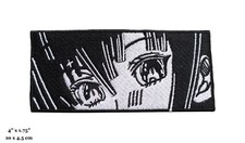 Cute Anime Manga Girl Eyes Black And White Embroidered Iron On Patch
