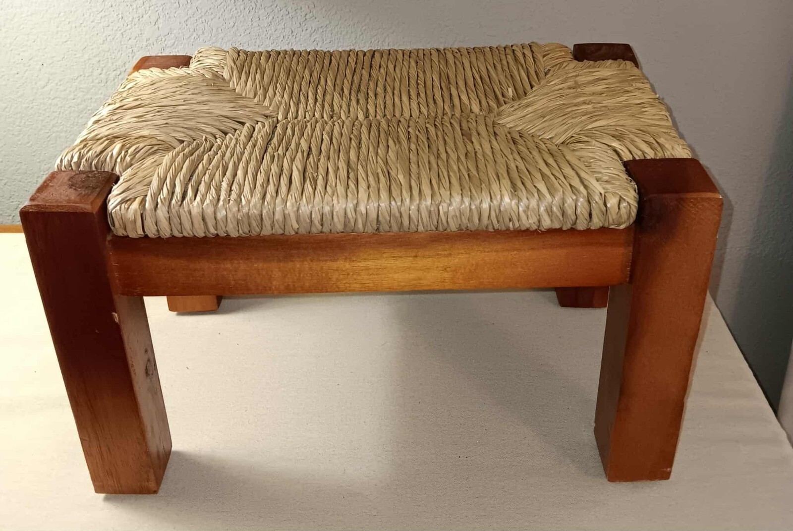 Woven Stool, Wood & Rush Seat 15 3/4x9.5