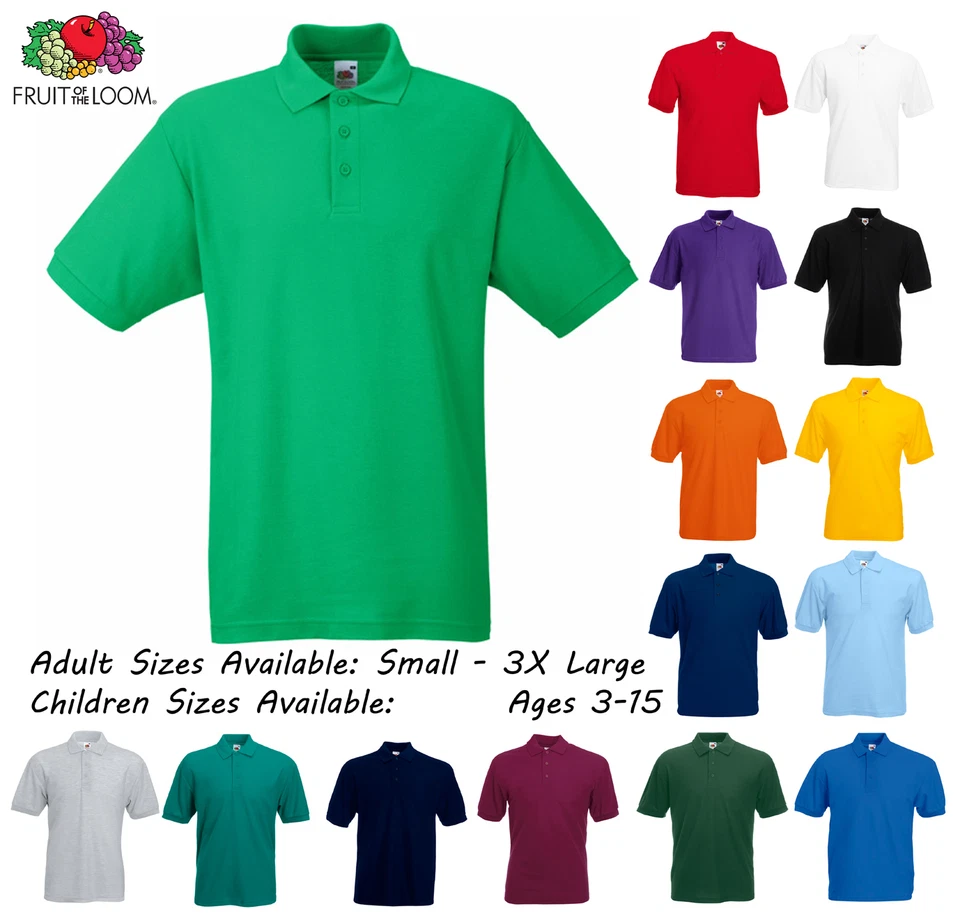 Girls Boys Mens Ladies Polo T-Shirt Plain School PE Sports GYM S M L XL 2XL 3XL