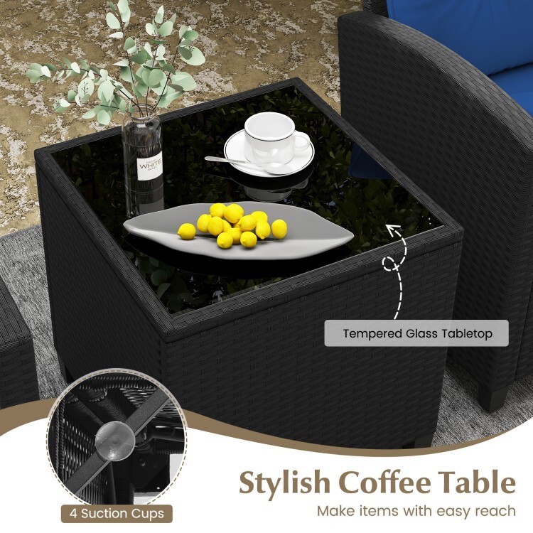 3 Pieces Patio Outdoor Rattan Chairs Bistro Set Furniture W/ Coffee