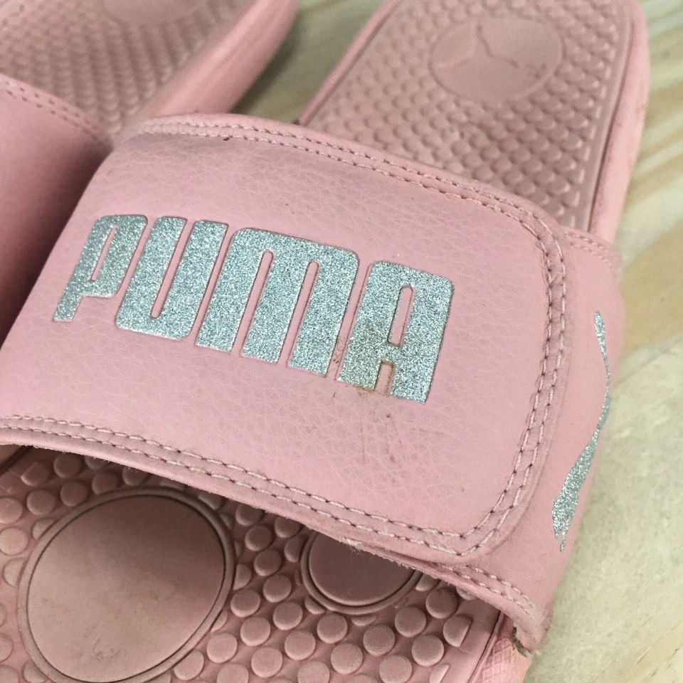 Puma Sandals Womens 10 Sporty Slides Flats Pink Glitters Adjustable CFB-1901 - Image 4 of 4