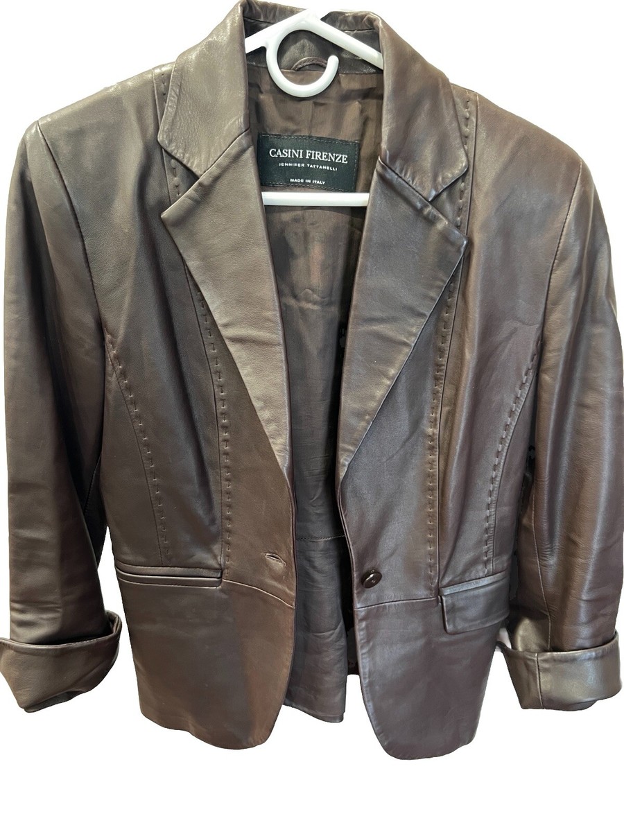 casini firenze italy製 本革 リバーシブルレザーコート CASINI FIRENZE Jennifer Tattanelli XS Women's Italy Brown Leather