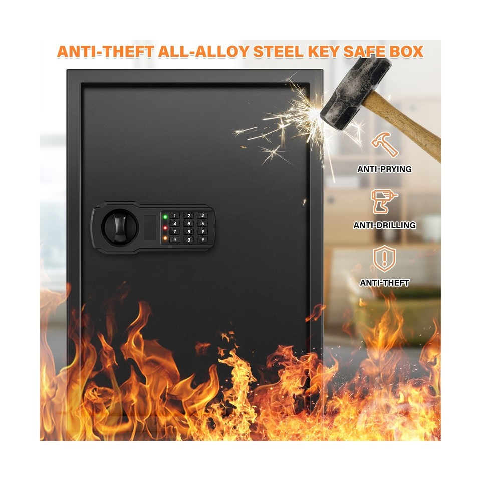 Fireproof Key Storage 144 Keys Fireproof Key Cabinet, Anti-Theft Heavy Duty Key Lock Box with ...