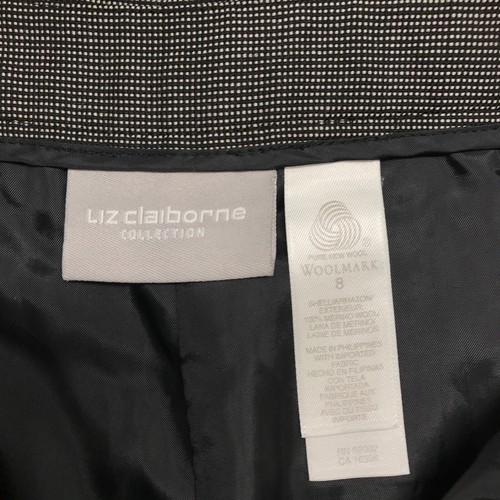 Liz Claiborne Pants Womens Size 8 Gray Plaid High Waist Straight Leg Woolmark - Picture 7 of 12