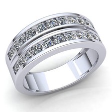 Genuine 1.0carat Round Cut Diamond Men's Double Row Wedding Band 10K Gold