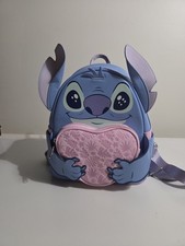Loungefly Disney Stitch Mini Backpack Faux Leather Blue Pink Purple Floral