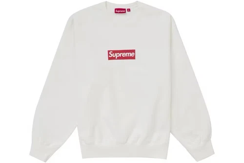 Logo Supreme Boîte Lavée Col Rond Blanc Grande Commande Confirmée