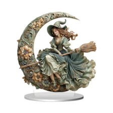 2D Moon Witch Decor Fantasy Gift Centerpiece Fairyland Witch Figurine