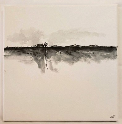 No.679 Original Abstract Minimal  Landscape Ink Painting By K.A.Davis    
